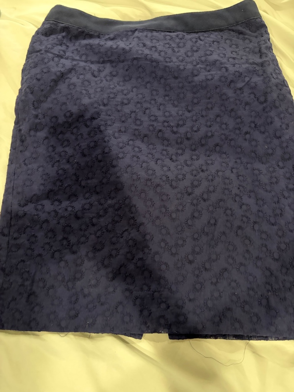 J. Crew Navy Floral Lace-Texture Midi Skirt